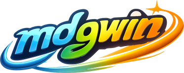 Logo mdgwin berwarna biru dingin